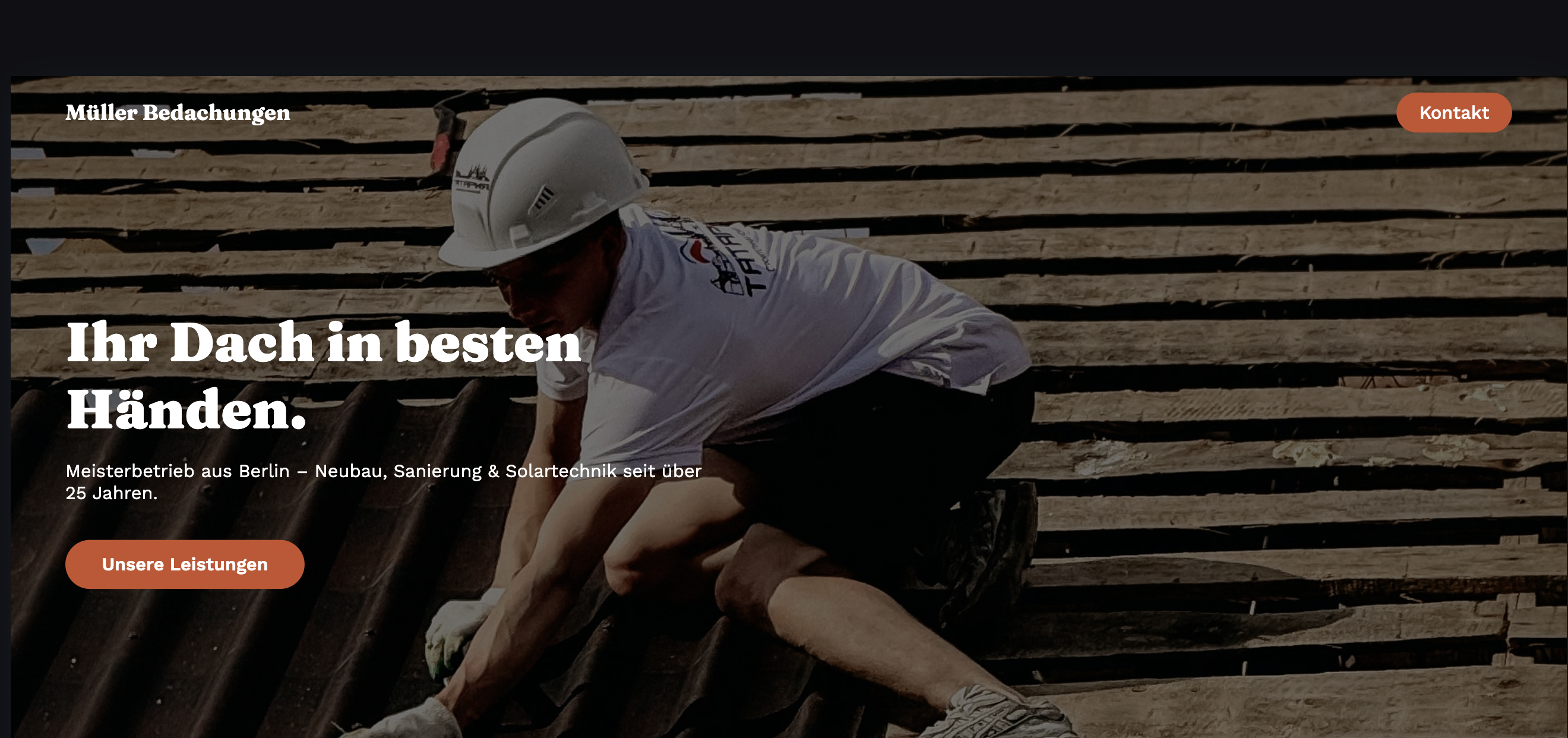 Müller Bedachungen Website Hero Screenshot